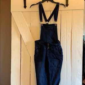 Dark denim overalls a small size 9 stretchy.